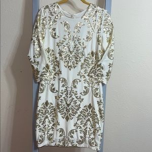 Off-white dress w/ gold sequin